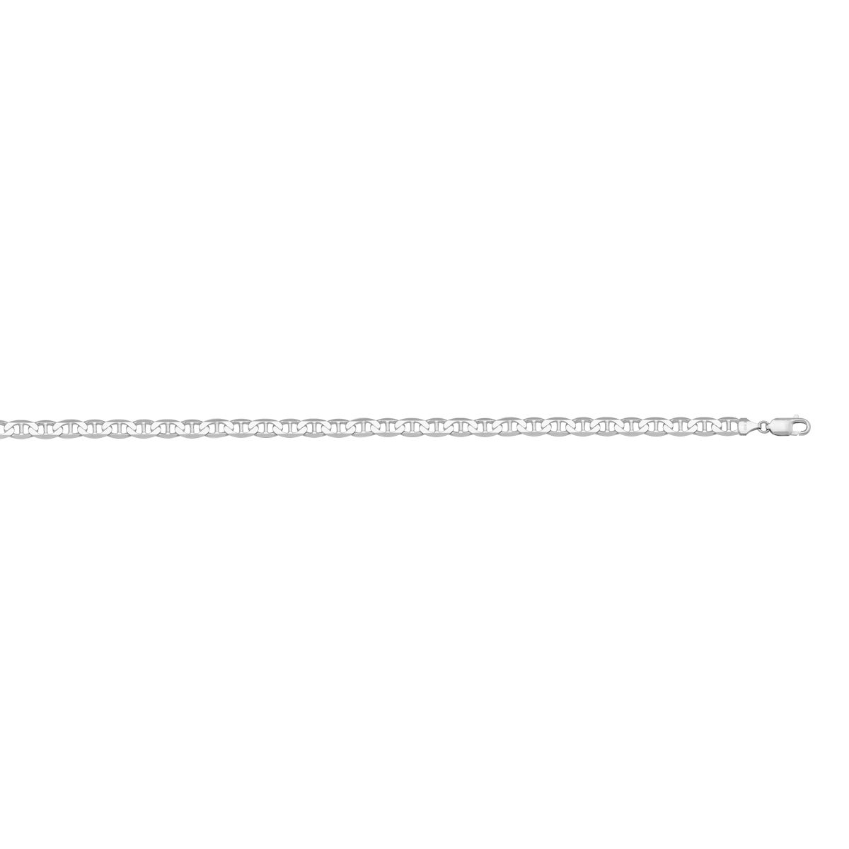 AANC04A-W, Gold Flat Anchor Anklet, 2.2 mm White Gold
