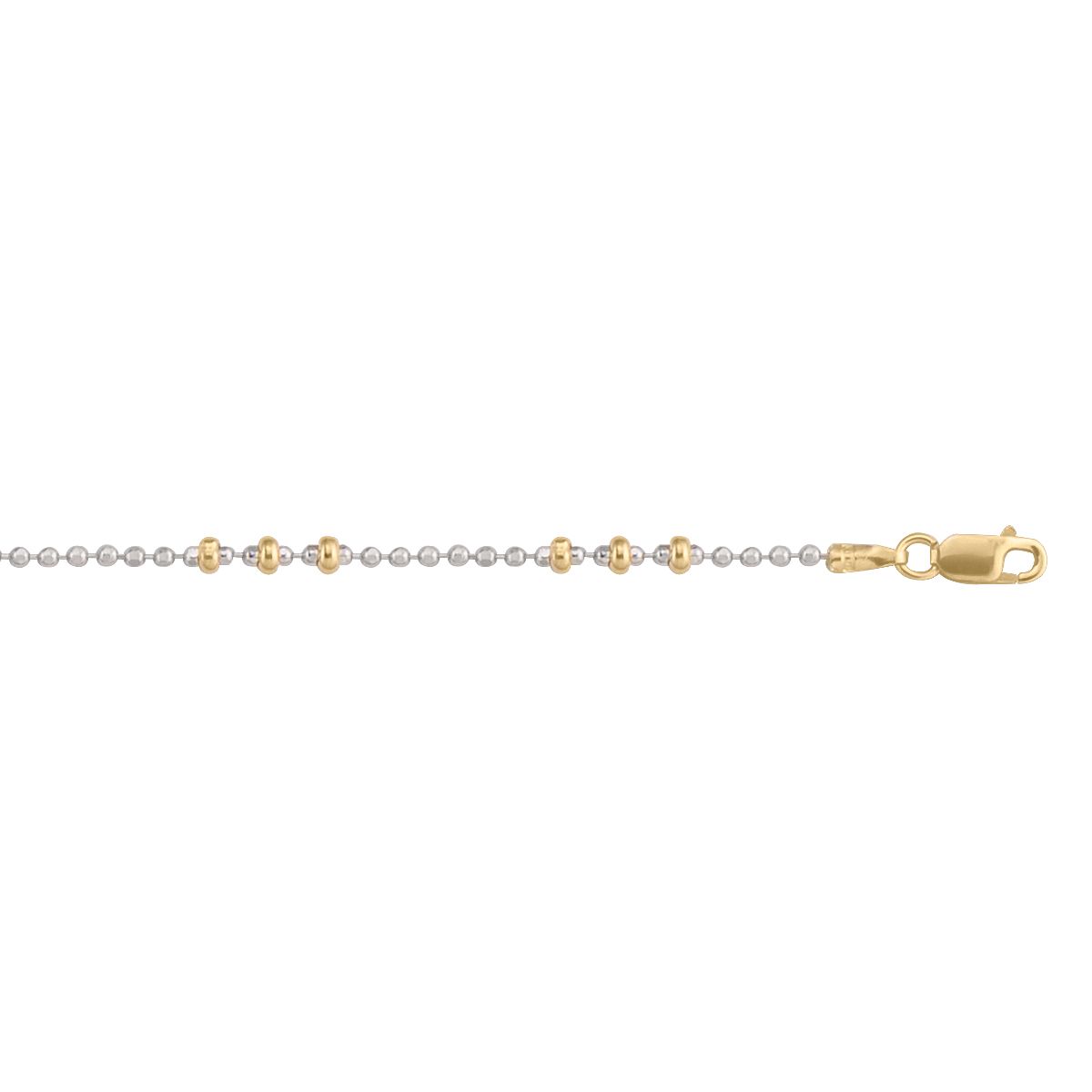 ABD03D-WY, Gold Fancy Bead Anklet  - 2.7 mm White and Yellow Gold