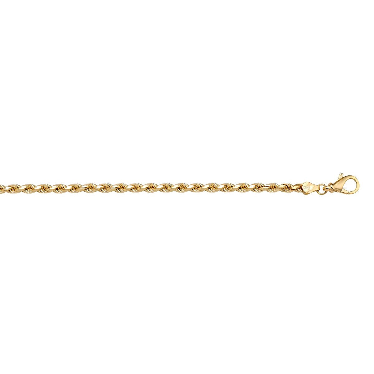 AROP02,  Gold Anklet, D/Cut Rope, Yellow or White Gold