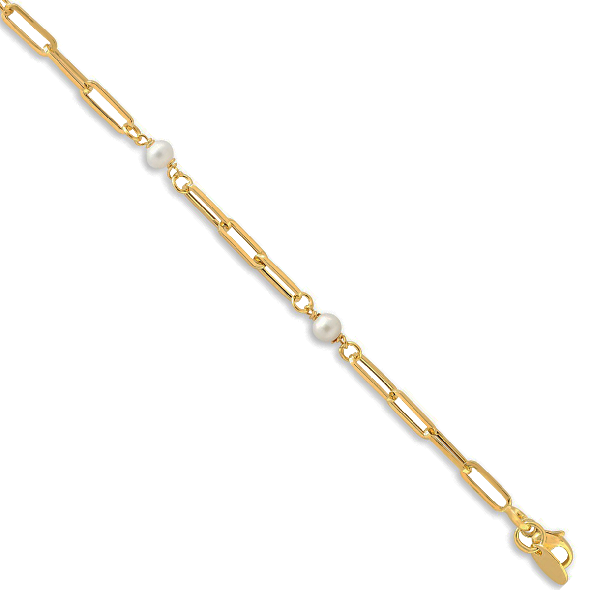 BF0101, Gold Bracelet, Paper Clip, Fresh Water Pearl