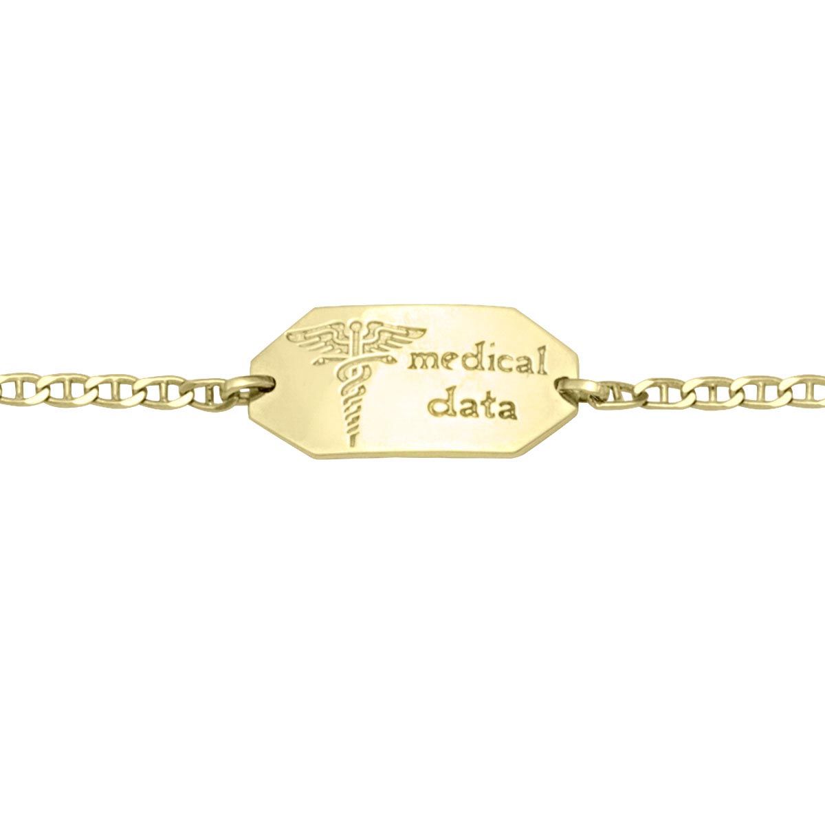BM0101, Gold Bracelet, Medical ID, Yellow Gold, Engravable