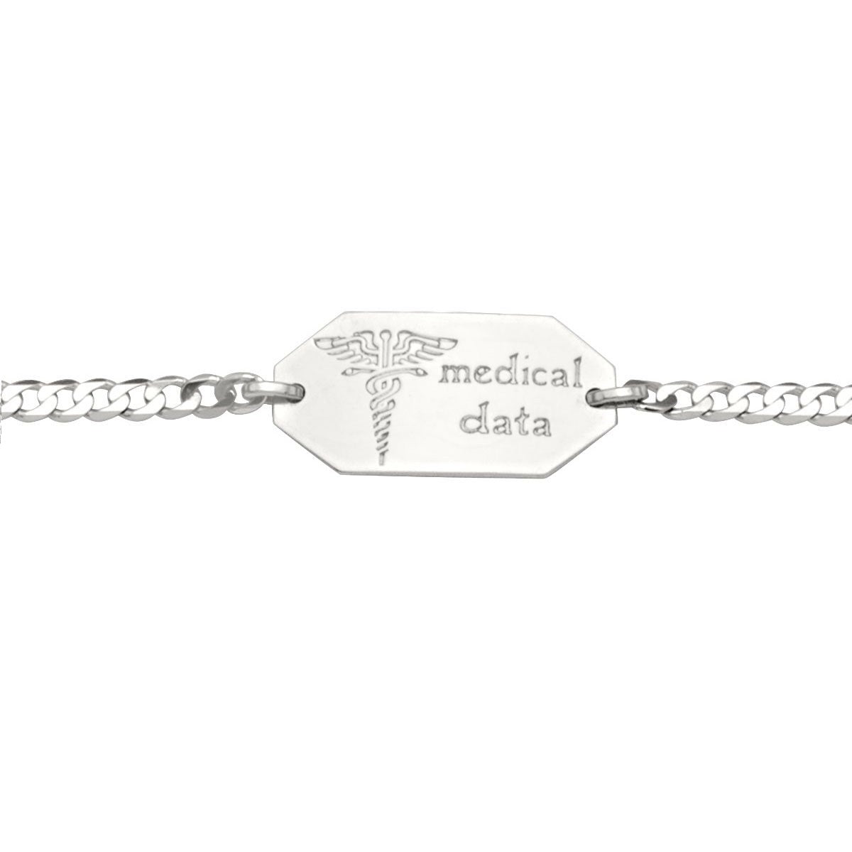 BM0103, Gold Bracelet, Medical ID, White Gold, Engravable