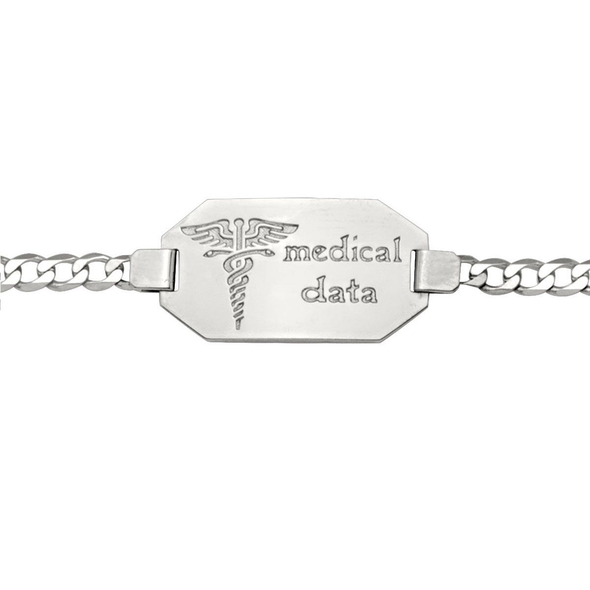 BM0103, Gold Bracelet, Medical ID, White Gold, Engravable