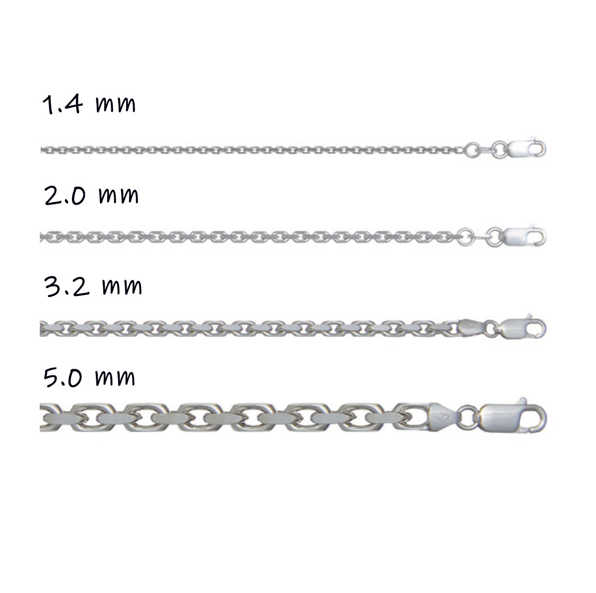 CCBL04, Gold Chain, Oval Cable, White Gold