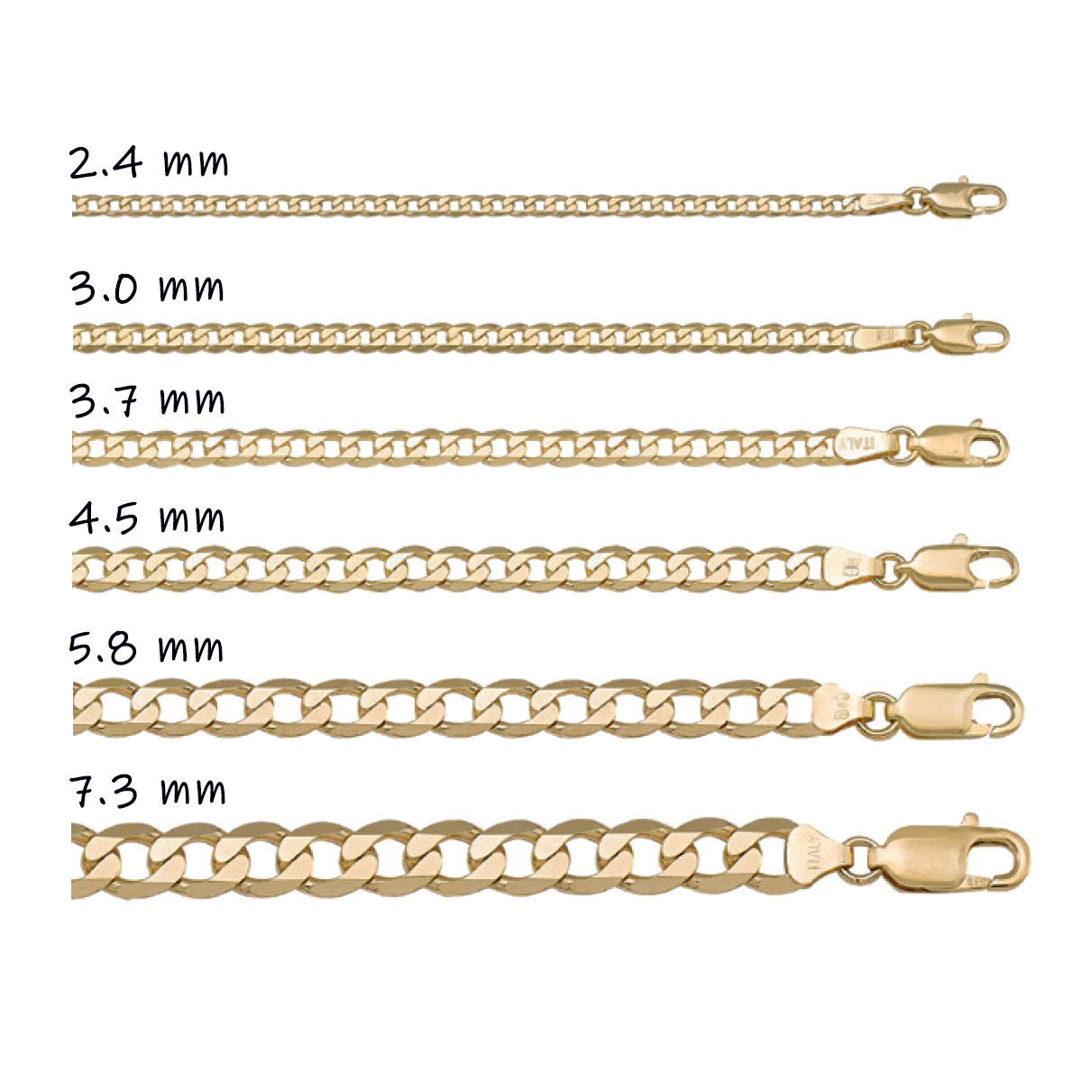 CCRB04, Gold Chain, Open Curb, Yellow Gold