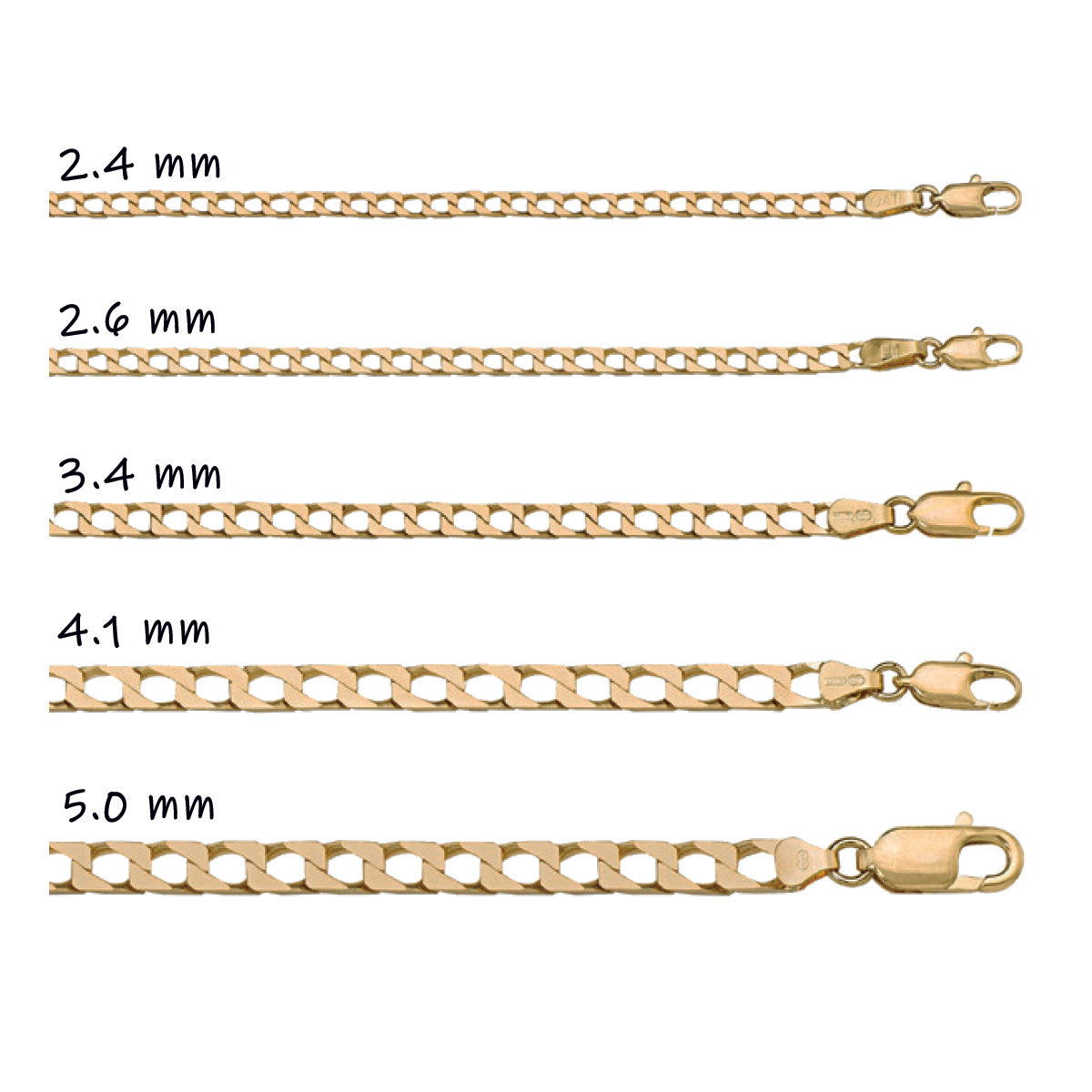 CCRB05, Gold Chain, Squared Curb, Yellow Gold