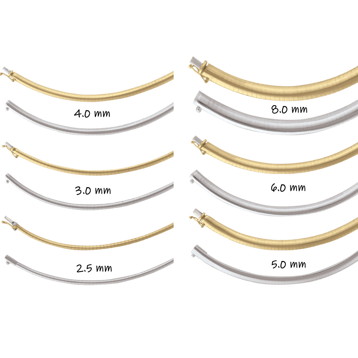 COMG01, Gold Domed Omega Necklace, White Gold