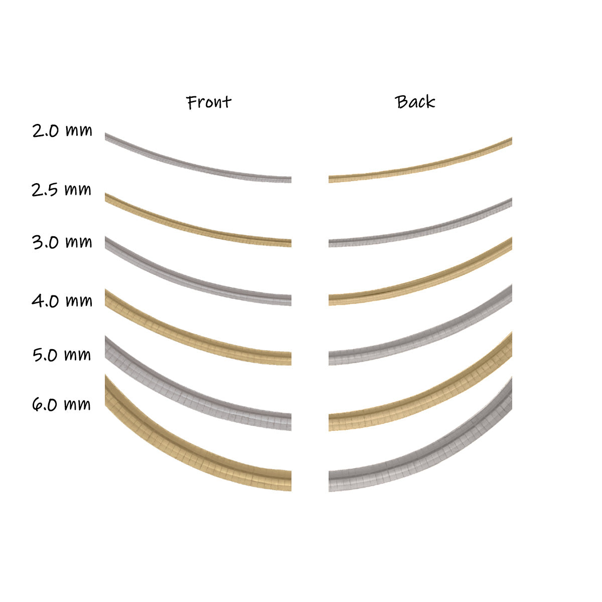 COMG02, Gold Omega Necklace, Two Tone