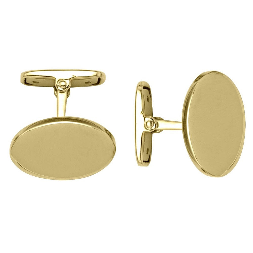 CUF0101, Gold Cufflinks, Oval, Engravable