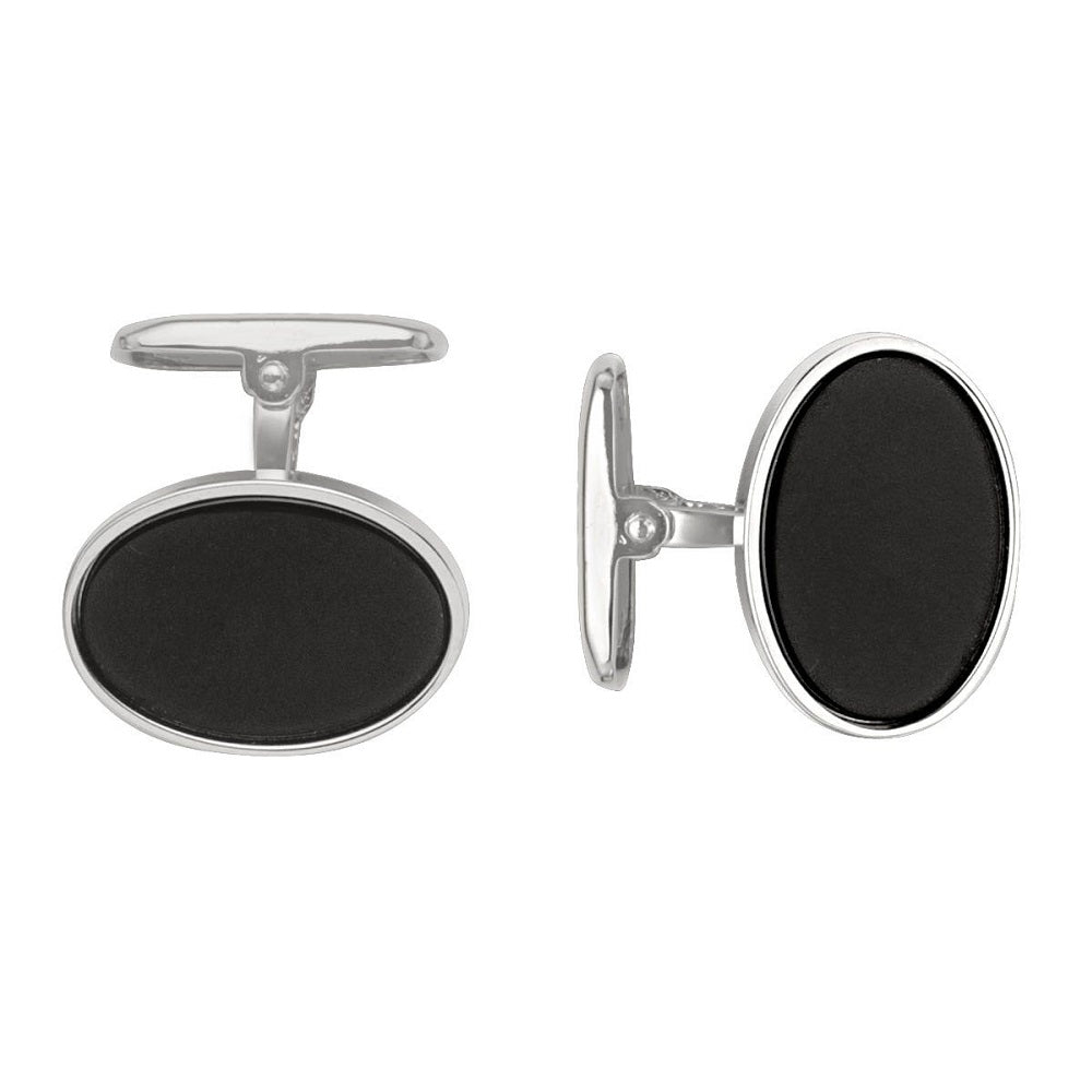 CUF0102, Gold Cufflinks, Oval, Onyx