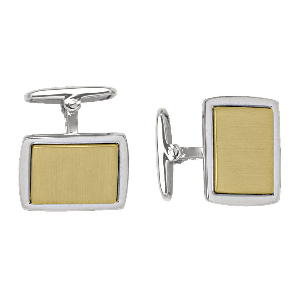 CUF0105, Gold Cufflinks, Rectangular, Engravable