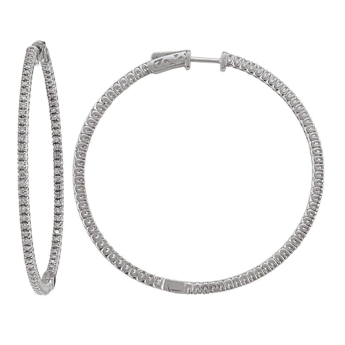 DCH0111, Gold Diamond Earrings, Hoops, Inside-Outside