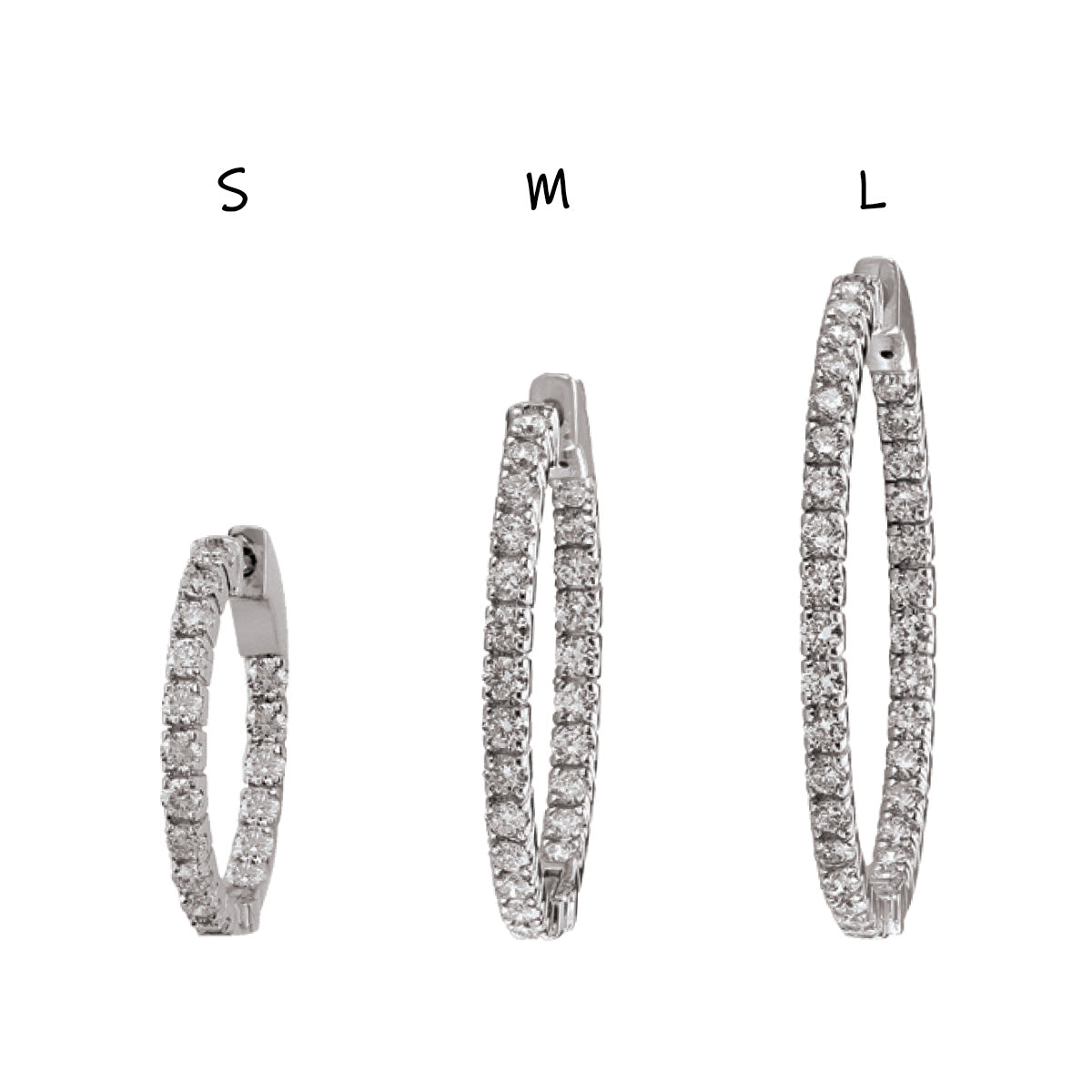 DCH0112, Gold Diamond Earrings, Hoops, Inside-Outside