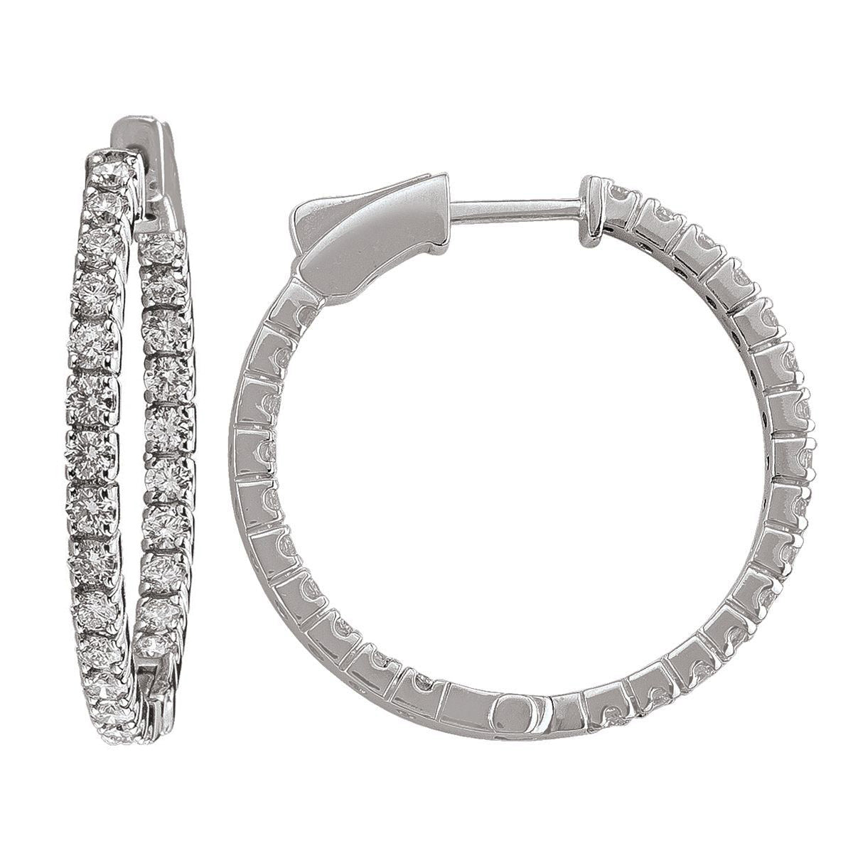 DCH0112, Gold Diamond Earrings, Hoops, Inside-Outside
