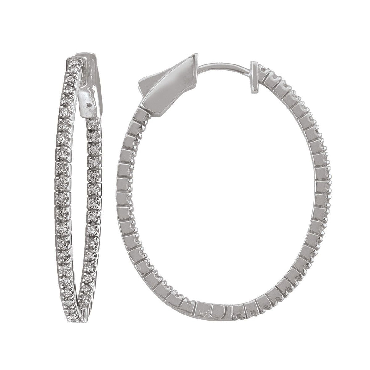DCH0113, Gold Diamond Earrings, Hoops, Inside-Outside