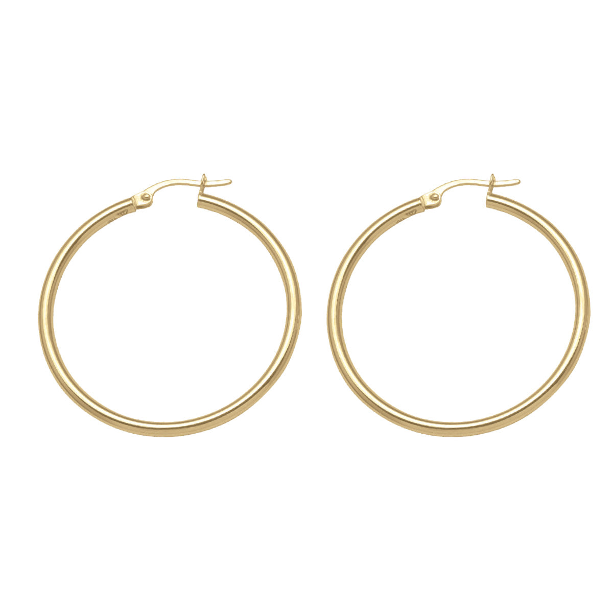 EH0101,  Gold Earrings, Hoops, 2 mm Tubing