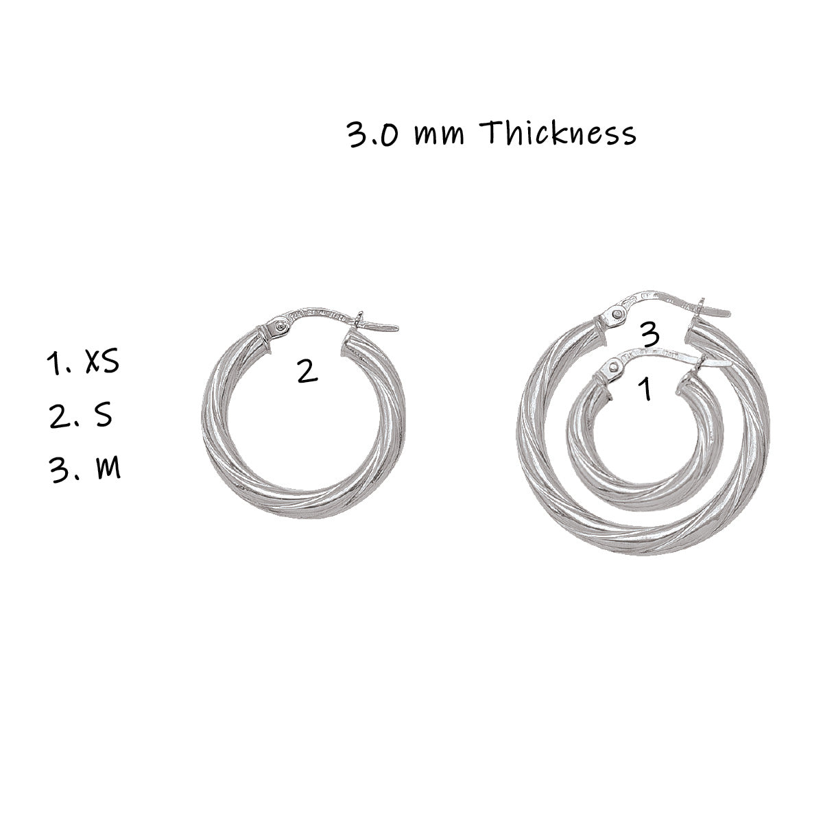 EH0104, Gold Earrings, Hoops, 3 mm Twisted Tubing
