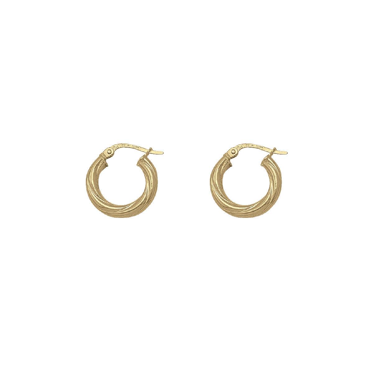 EH0104, Gold Earrings, Hoops, 3 mm Twisted Tubing
