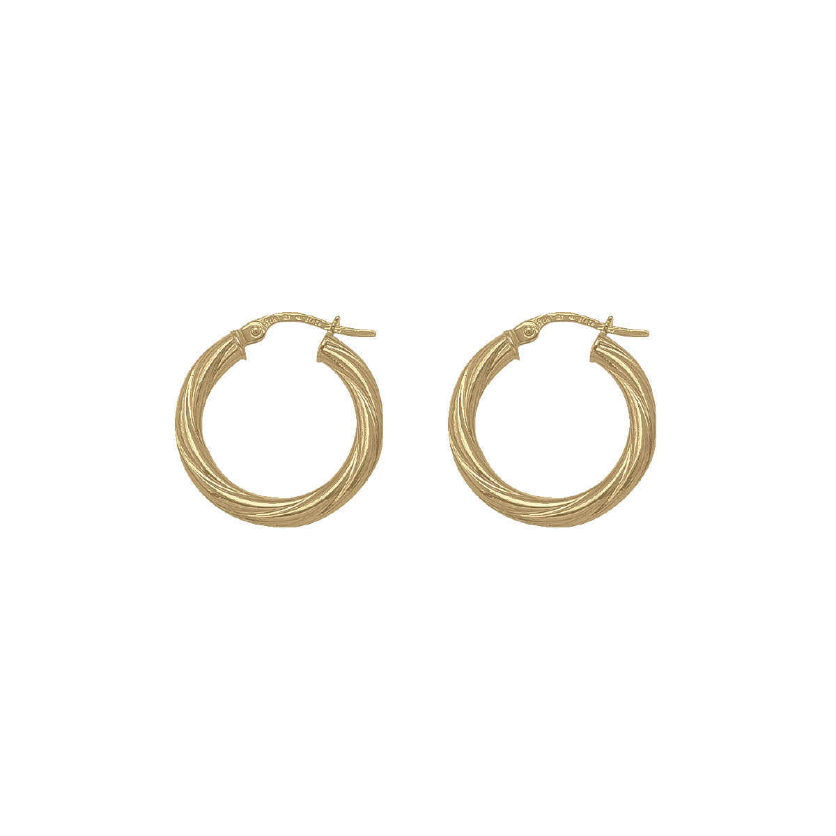 EH0104, Gold Earrings, Hoops, 3 mm Twisted Tubing