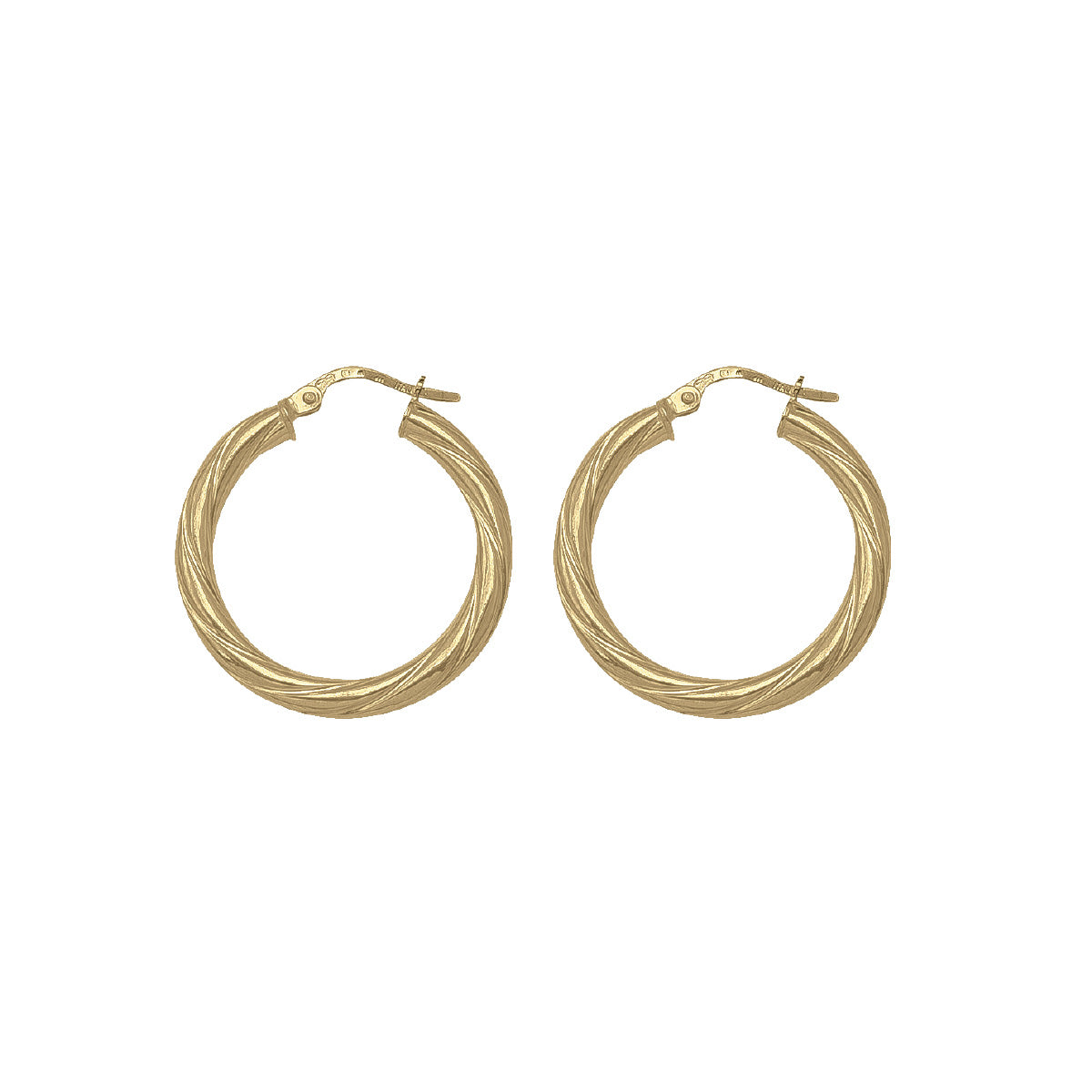 EH0104, Gold Earrings, Hoops, 3 mm Twisted Tubing
