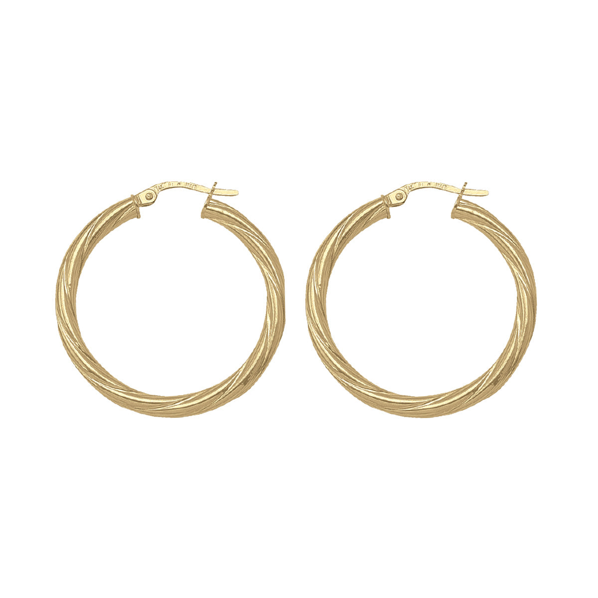 EH0104, Gold Earrings, Hoops, 3 mm Twisted Tubing