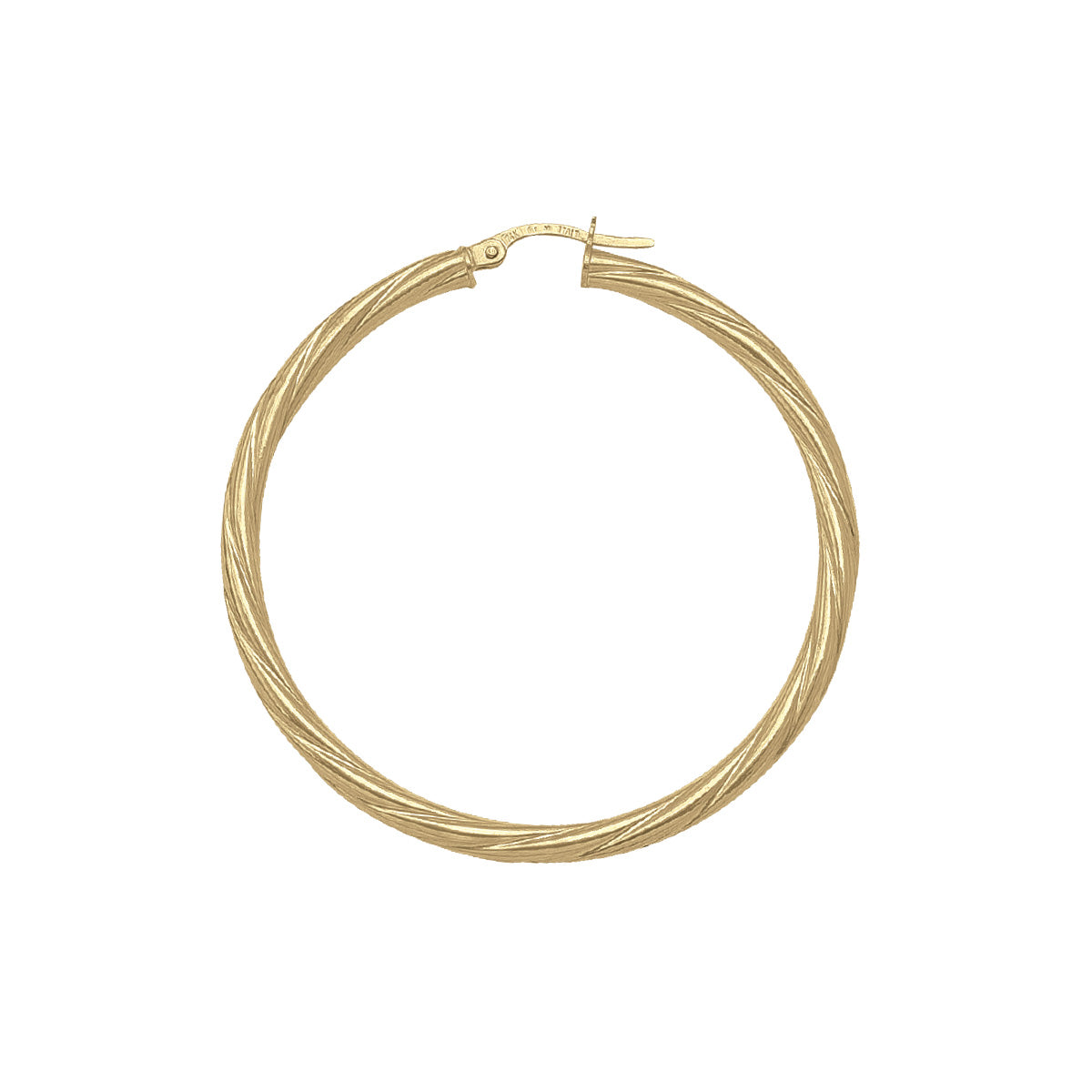 EH0104, Gold Earrings, Hoops, 3 mm Twisted Tubing
