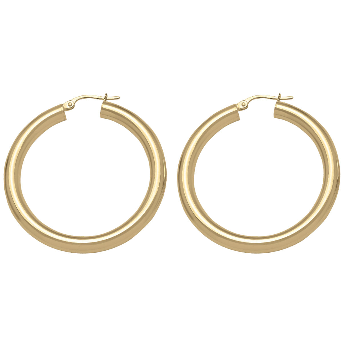 EH0201, Gold Earrings, Hoops, 4 mm Tubing