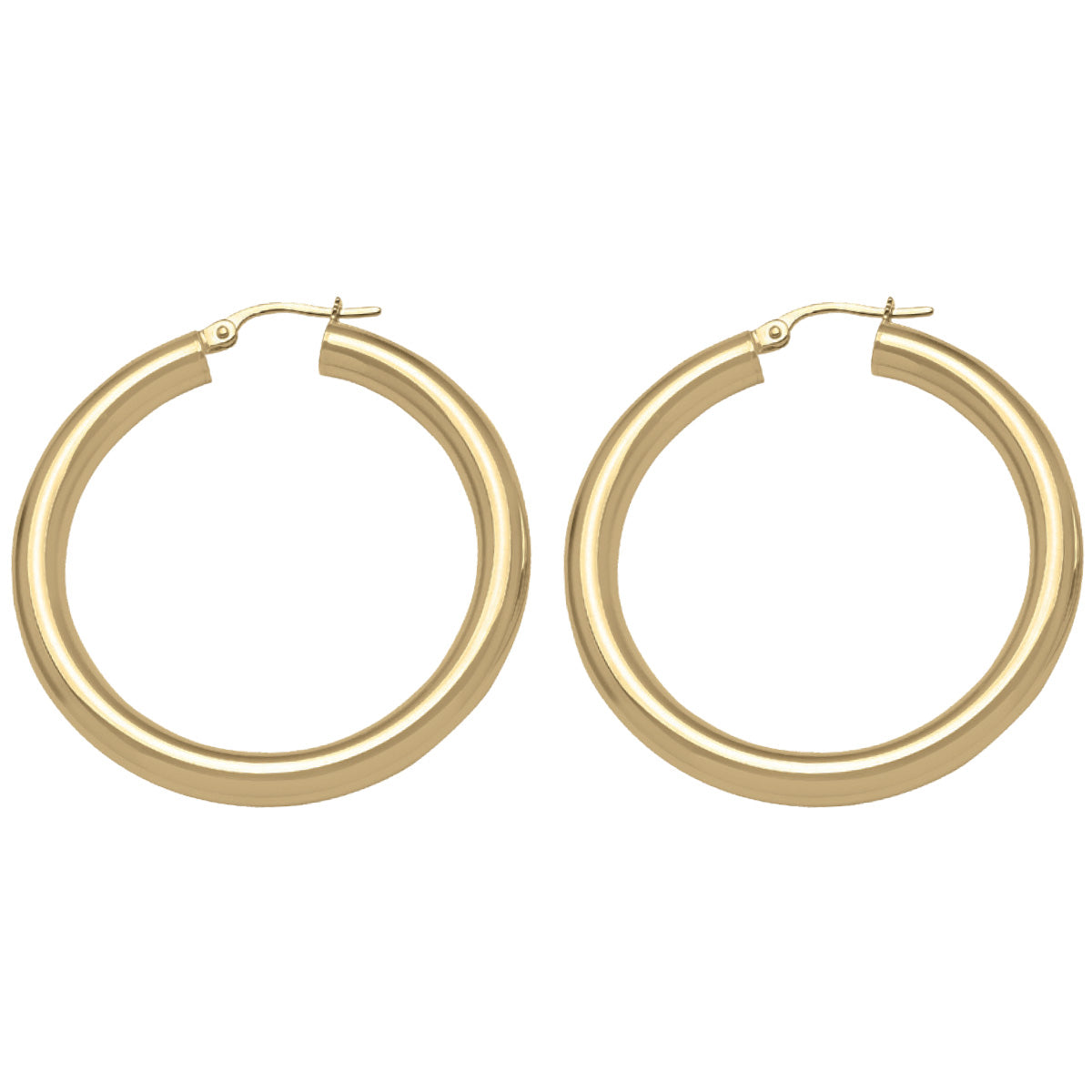 EH0201,  Gold Earrings, Hoops, 4 mm Tubing