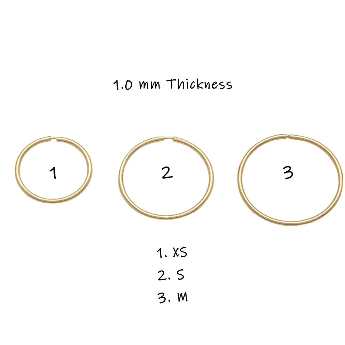 EH0301, Gold Earrings, Sleepers, 1 mm Tubing