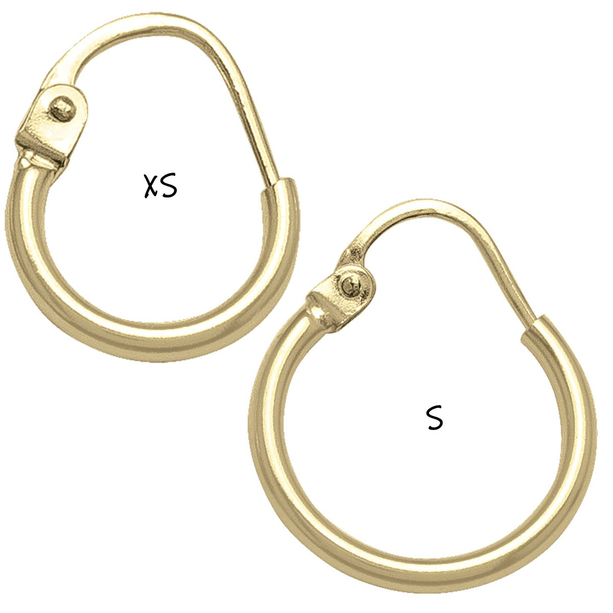 EH0308, Gold Earrings, Hoops, 2 mm Tubing