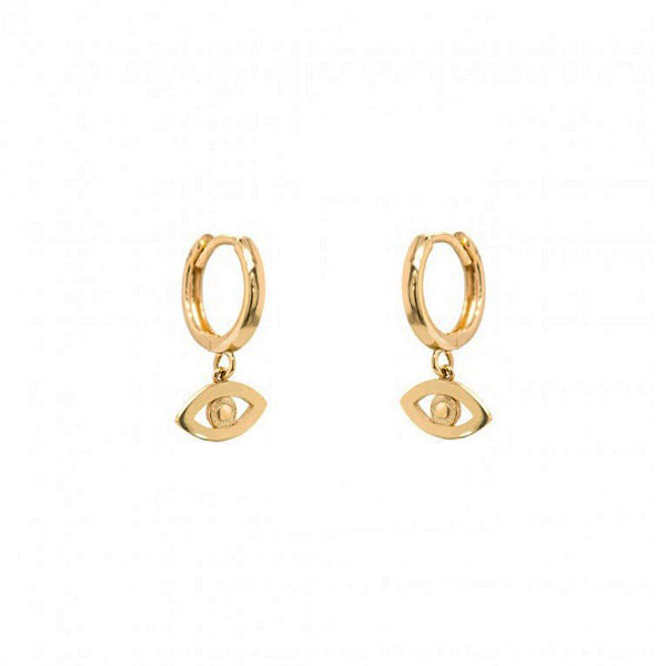 EHG0205, Gold Earrings, Huggies, Evil Eye