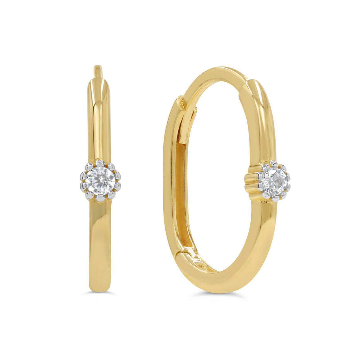 EHG0208, Gold Earrings, Huggies, CZ