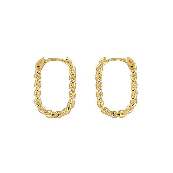 EN1508, Gold Earrings, Huggies, Twisted Paper Clip