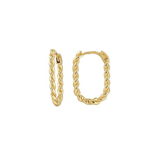 EN1508, Gold Earrings, Huggies, Twisted Paper Clip