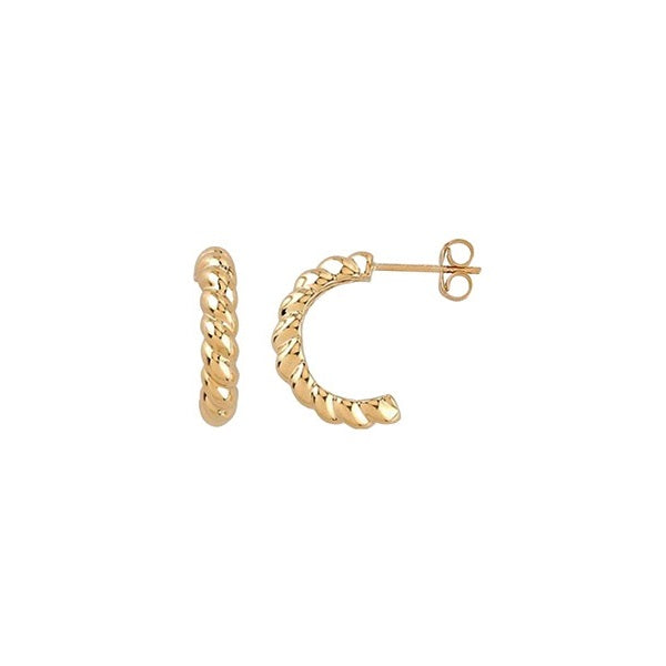 EN1512, Gold Earrings, Studs, Croissant Style