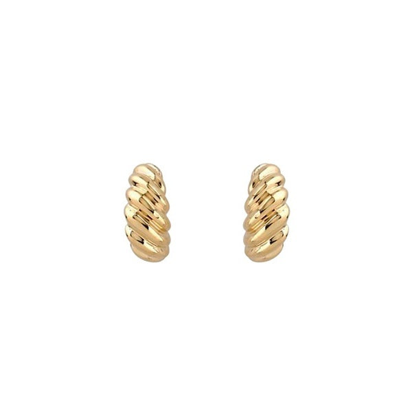 EN1513, Gold Earrings, Studs, Tapered Croissant Style
