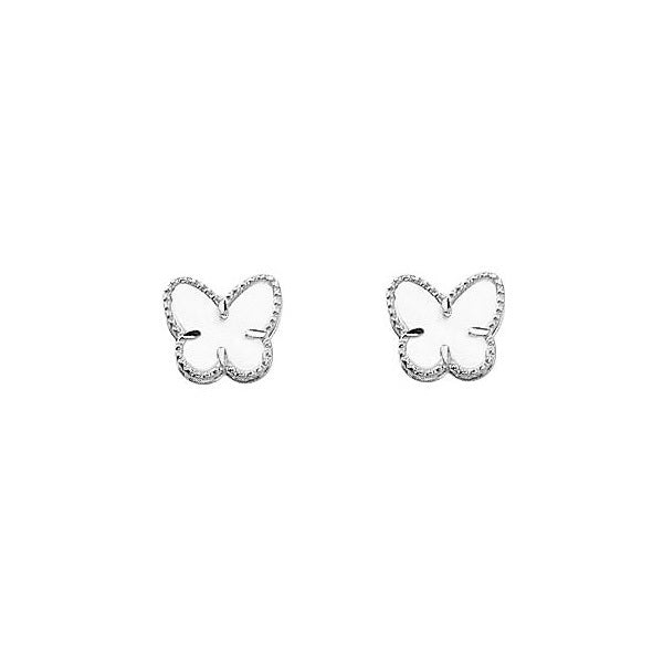 ES0202, Gold Earrings, Studs, Butterfly, Mother of Pearl