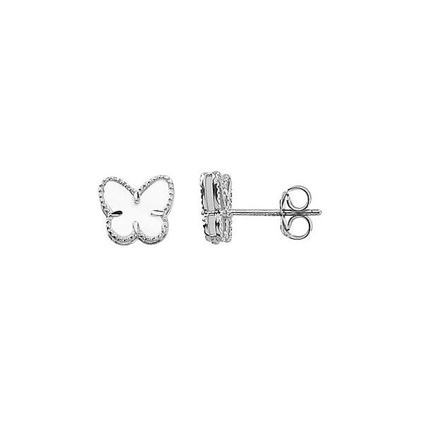 ES0202, Gold Earrings, Studs, Butterfly, Mother of Pearl