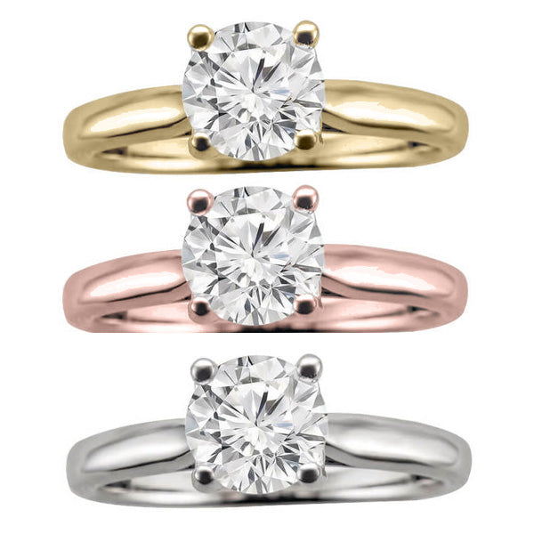 ERS0102, Gold Solitaire Engagement Ring, Setting Only