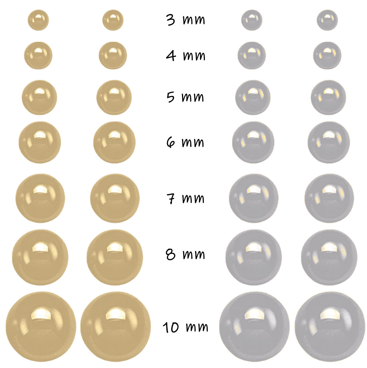 ES0103-10, Gold Earrings, Studs, Balls
