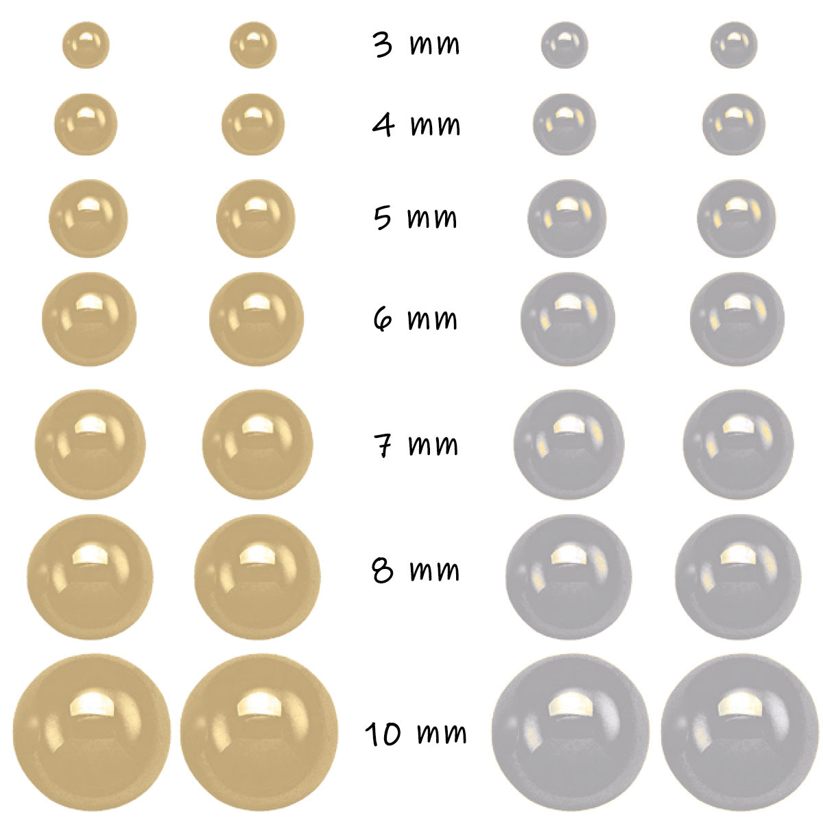 ES0103-10, Gold Earrings, Studs, Balls