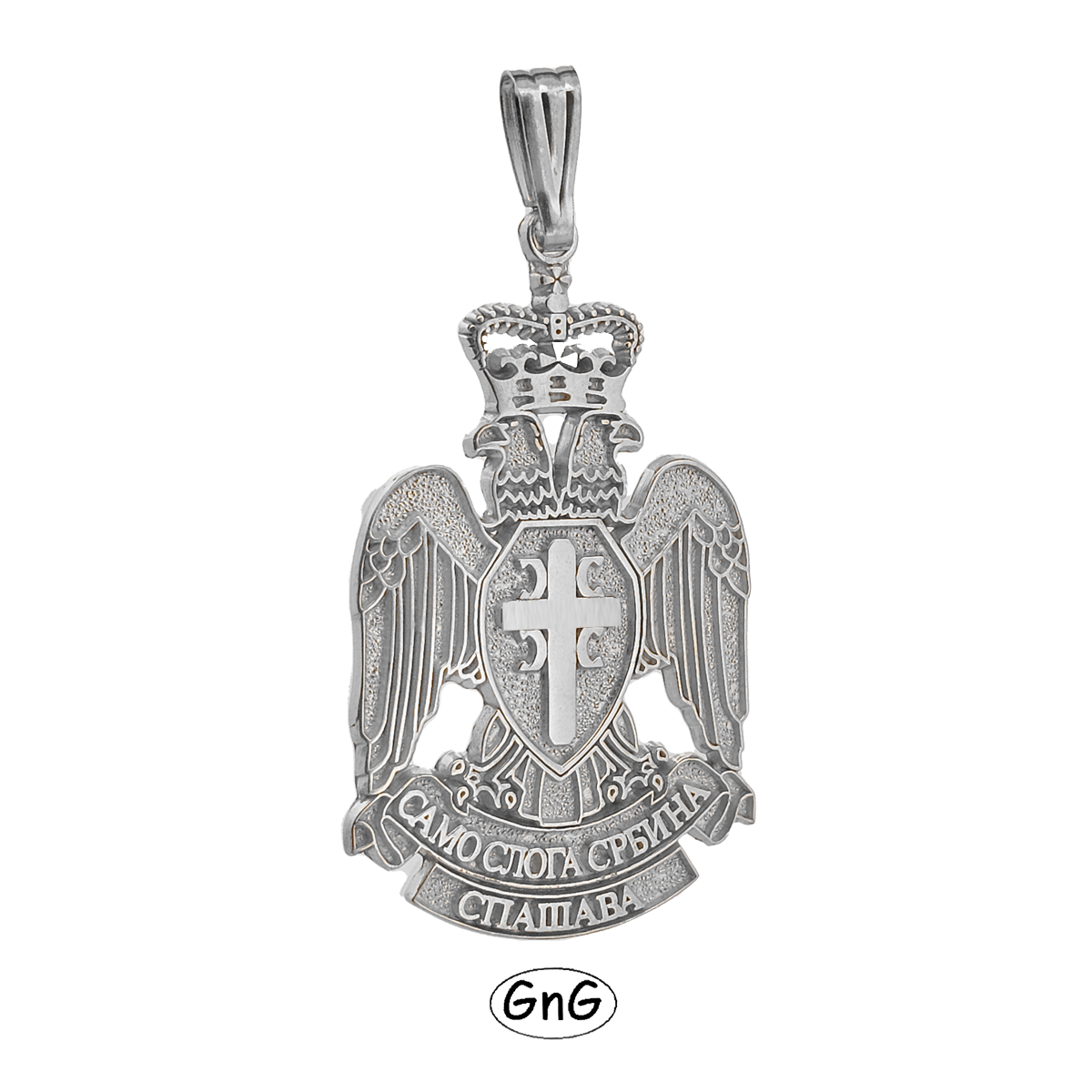 GE07, Gold Serbian Eagle Pendant, 4C, GnG Design