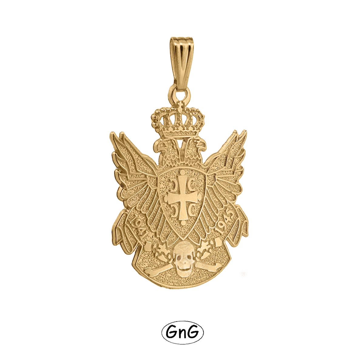 GE08, Gold Serbian Eagle Pendant, Chetnik 4C, GnG Design+