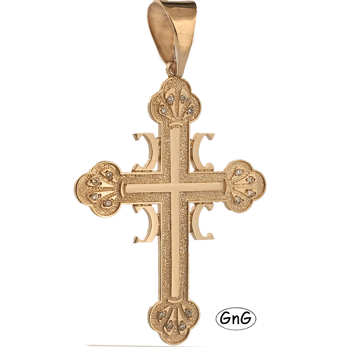 GE09, Gold Serbian Orthodox Cross, 4C, GnG Design