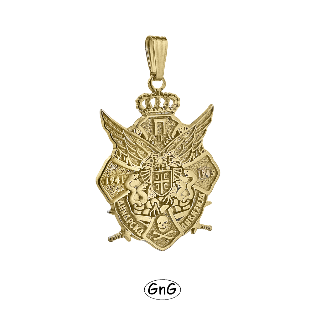 GE13, Gold Serbian Eagle Pendant, Dinarska Divizja, GnG Design