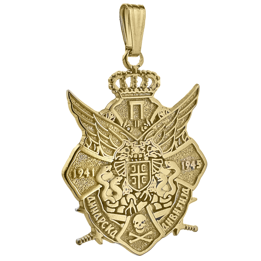 GE13, Gold Serbian Eagle Pendant, Dinarska Divizja, GnG Design