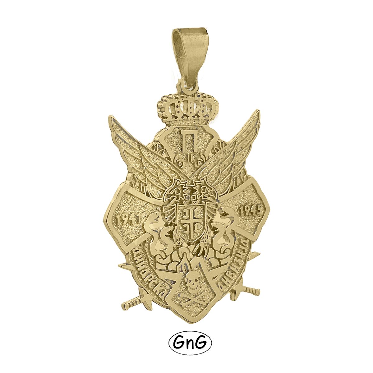 GE13, Gold Serbian Eagle Pendant, Dinarska Divizja, GnG Design