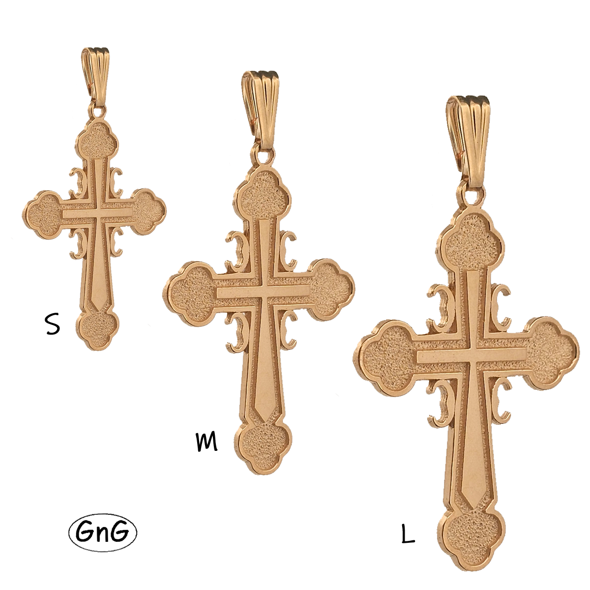 GE16, Gold Serbian Orthodox Cross, 4C, GnG Design
