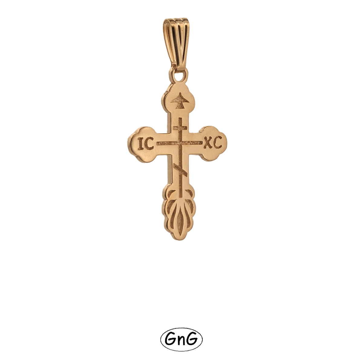 GE23, Gold Orthodox Cross, IC XC, High Polish, GnG Design