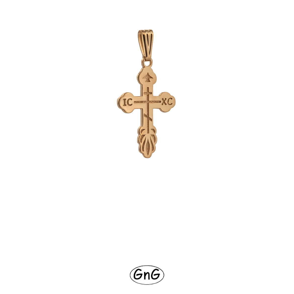 GE23, Gold Orthodox Cross, IC XC, High Polish, GnG Design